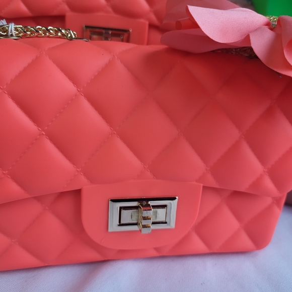 Orange Jelly Crossbody Bag with Flower Clip - Picture 4 of 6